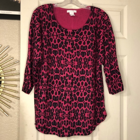Design History Pink&Purple Animal Print Sweater XL - Picture 3 of 10